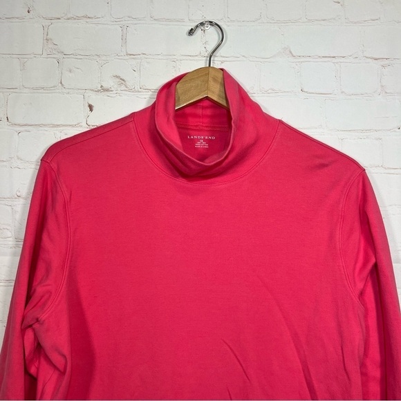 Lands End Turtleneck Womens 1X Pink Pullover Stretch Long Sleeve Top - Picture 2 of 9